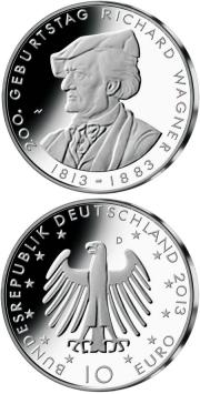 Richard Wagner 10 euro Duitsland 2013 cuni UNC
